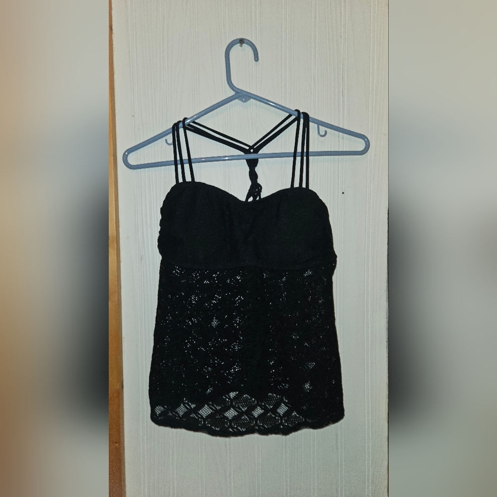 Black Lace Women's Swim Top Size Med.